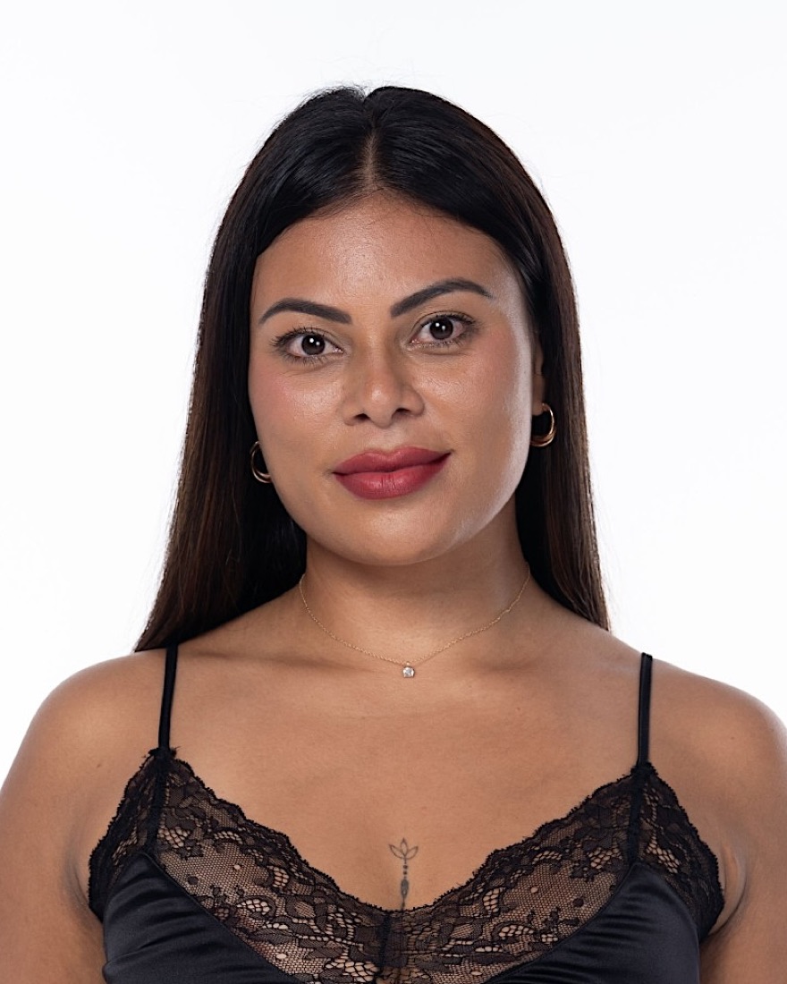 Fresh glam with a rose lip and gold hoops